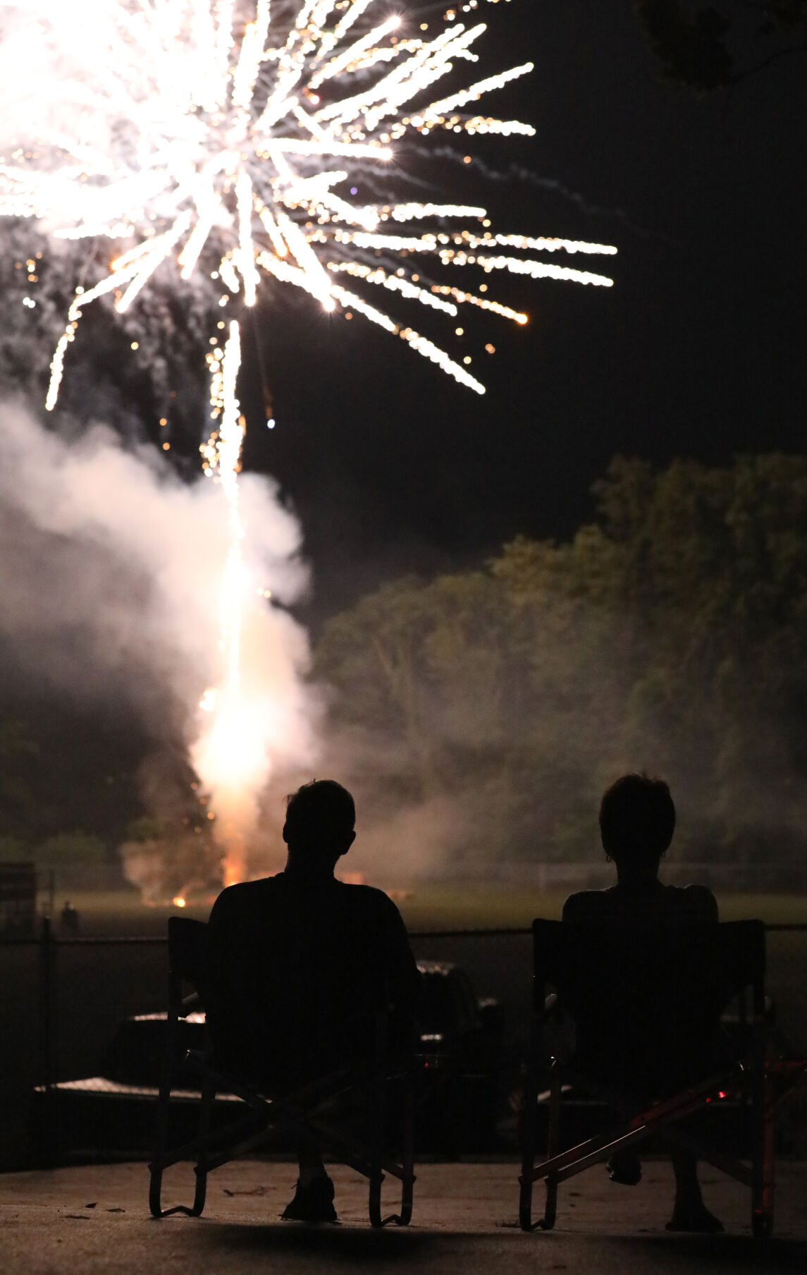 Ray and Kathy Obermark watch fireworks